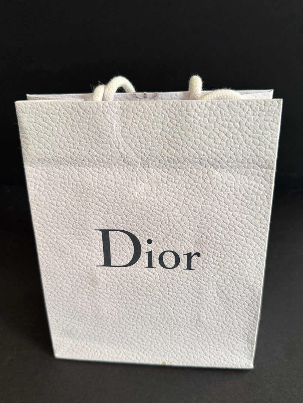 Dior White Textured Logo Gift Bag